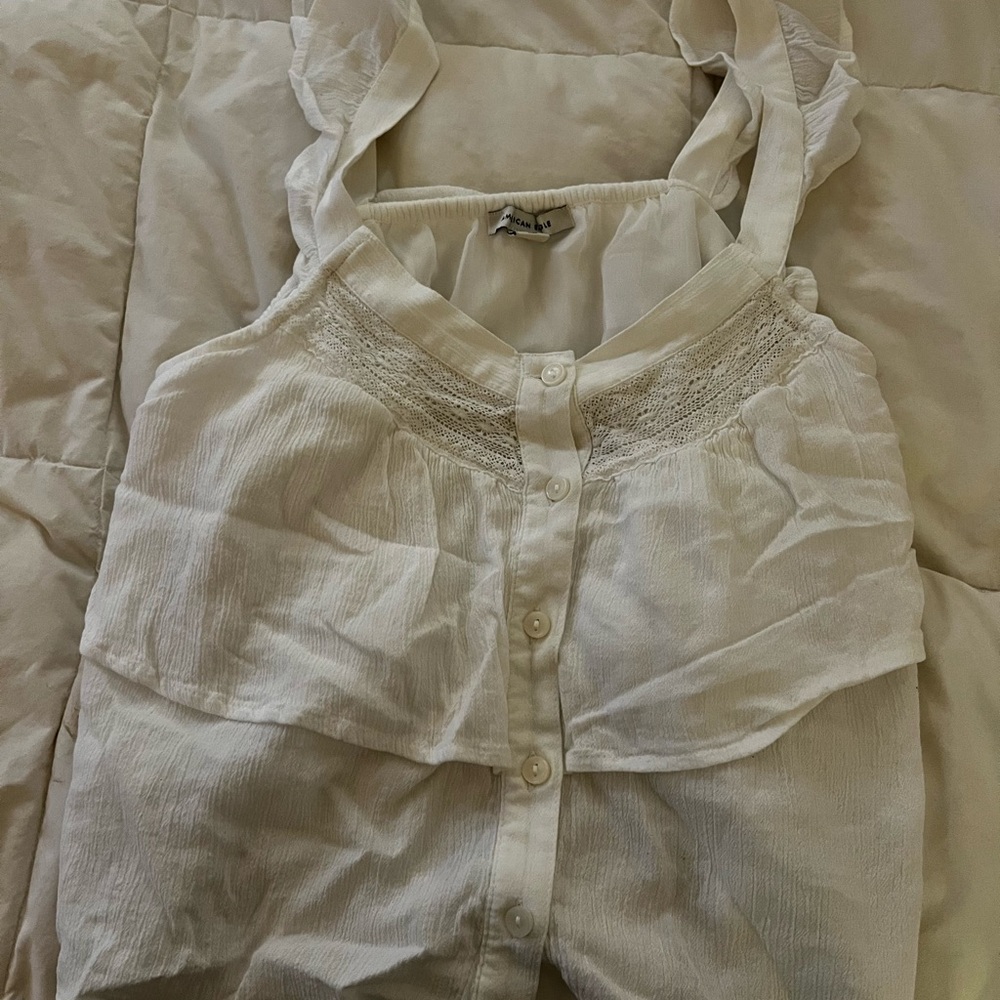 American Eagle Outfitters White Button-Up Top